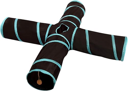 Miniatura 4 de Túnel de 3 vías para gatos plegable para mascotas, juguete de tubo con arrugas y bolas, juguete para gatos, perros pequeños, gatitos, conejos, CT097