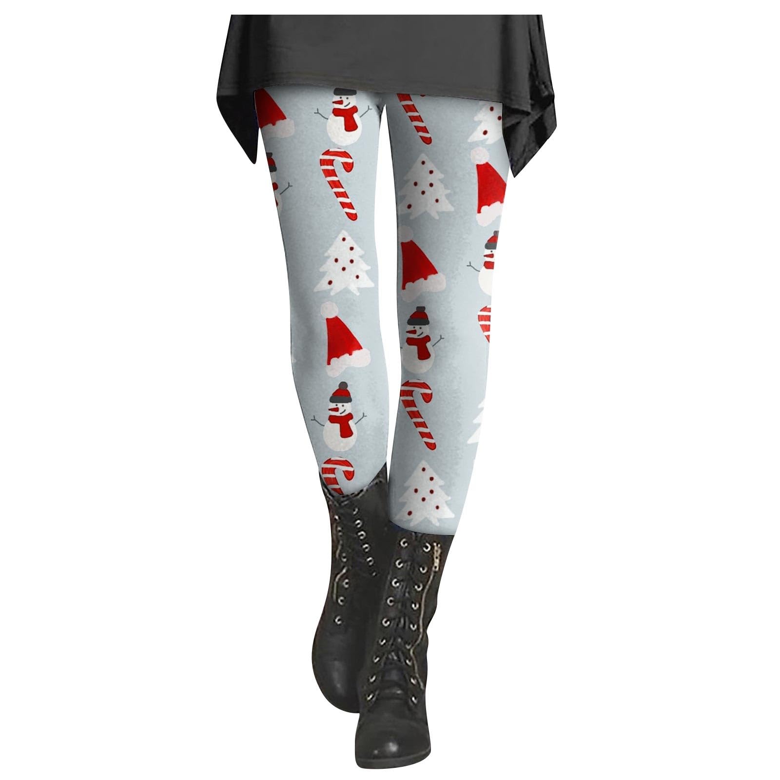 DaikascbnyLeggings for Women Xmas Thermal Seamless Riding Leggings Cute Snowflake High Waisted Sports Trousers Skin Colour Leggings Casual Tummy Control Yoga Stretchy Pants