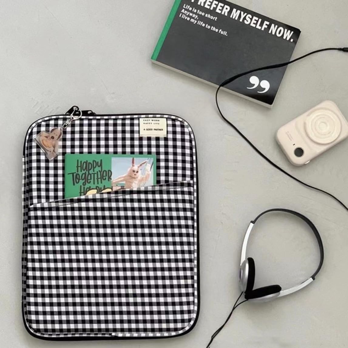 11-13Inch Cute Puffy Laptop Sleeve Fairycore Carrying Laptop Bag Cover Kawaii Tablet Liner Pouch Cottagecore Office Accessories (13inch,Black) - Image 5