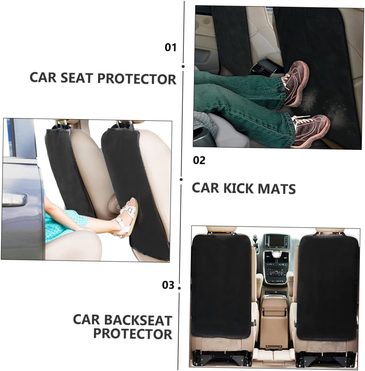 LIFKOME 2pcs Auto Seat Protector Kick Pad Car Backseat Protector for Boys and Girls Car Rear Seat Kick Pad