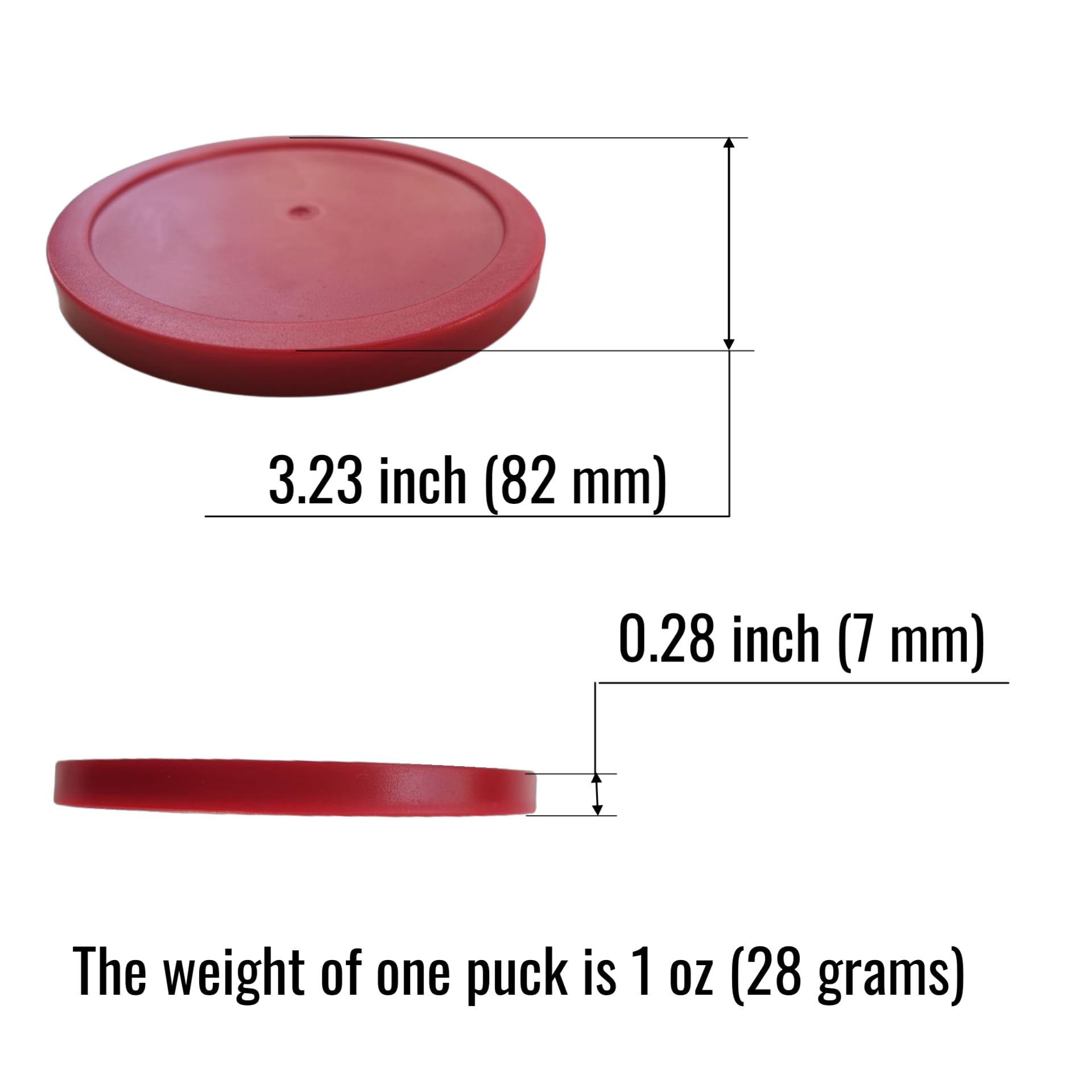 2-Pack 3.25-Inch (82mm) Heavy-Duty Full-Size Air Hockey Pucks – Replacement 1 oz (28g) Pucks for Commercial & Arcade Air Hockey Tables – Smooth Glide, 7mm Thick