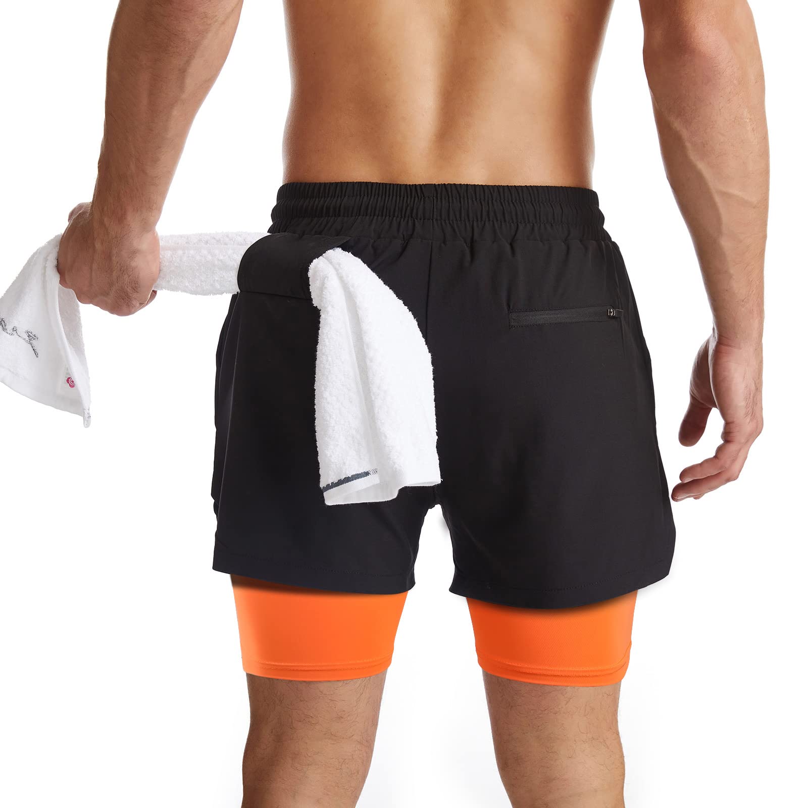Danfiki Pantaloncini Sportivi da Uomo Running Shorts Asciugatura Rapida con Tasca per Jogging Tennis Fitness Allenamento 2 in 1
