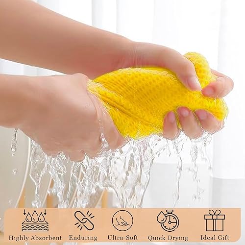 Miniatura 5 de Candy Cottons Paños de cocina de rizo de un lado 100% algodón, ultra absorbentes, de secado rápido, 12 x 12 pulgadas, paquete de 6, amarillo limón