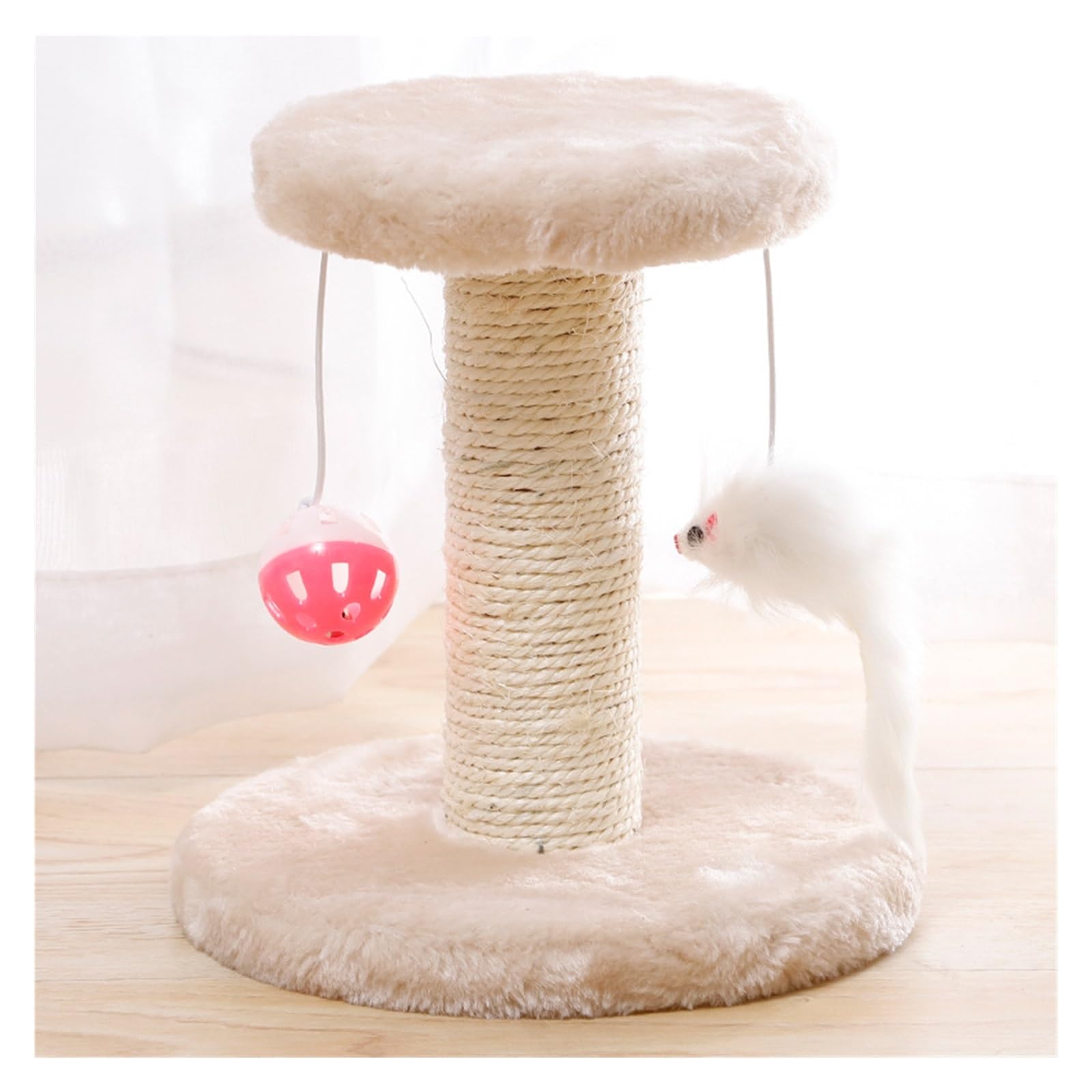 Arbre à chat avec poteau griffoir en sisal beige pour stopper les griffures sur le canapé