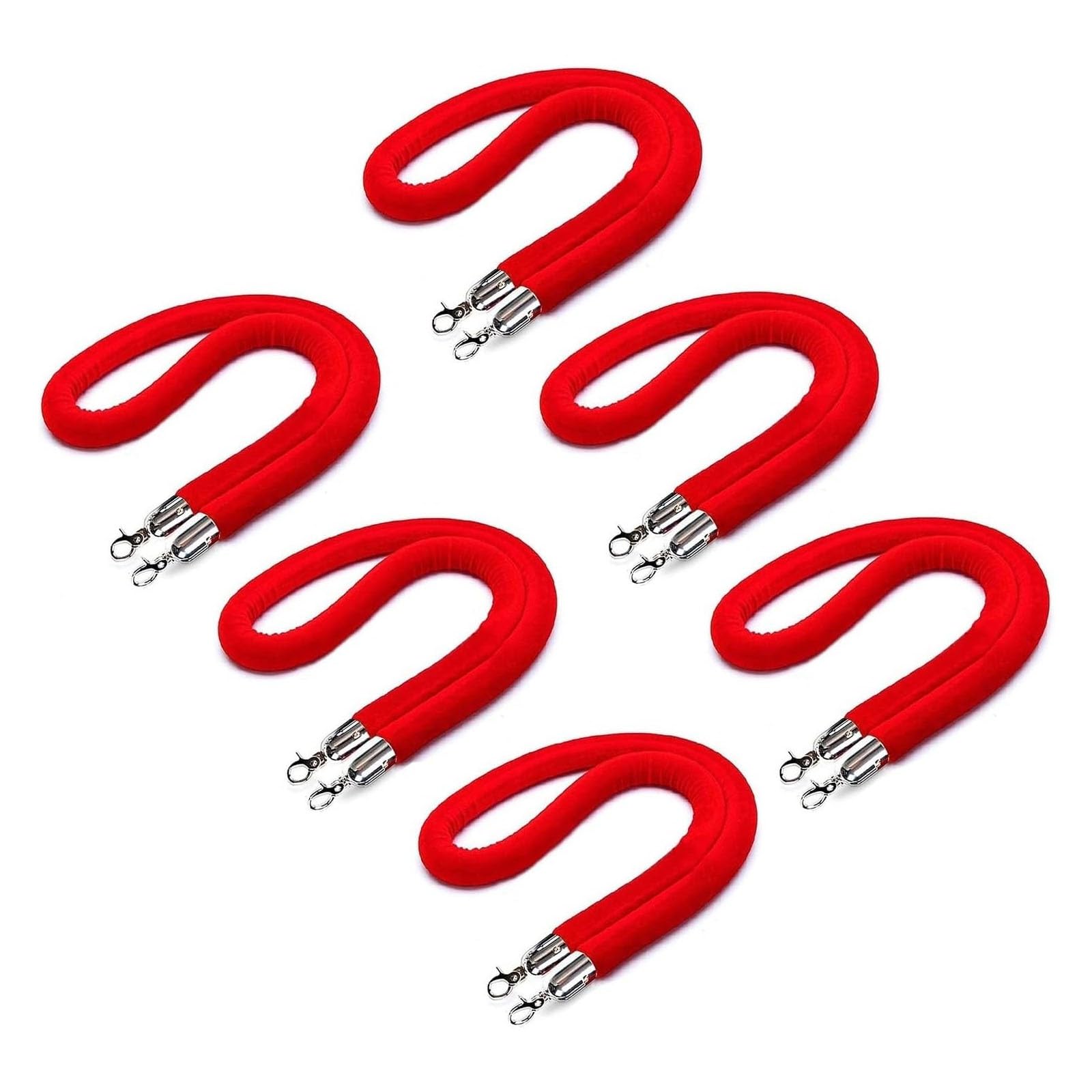 Ghkryd 6 Pack Barrier Rope, Red Velvet Rope, Outdoor Safety Barriers Crowd Control Stanchion Ropes For Carpet/Church/Hotel(,2Ft/61Cm)