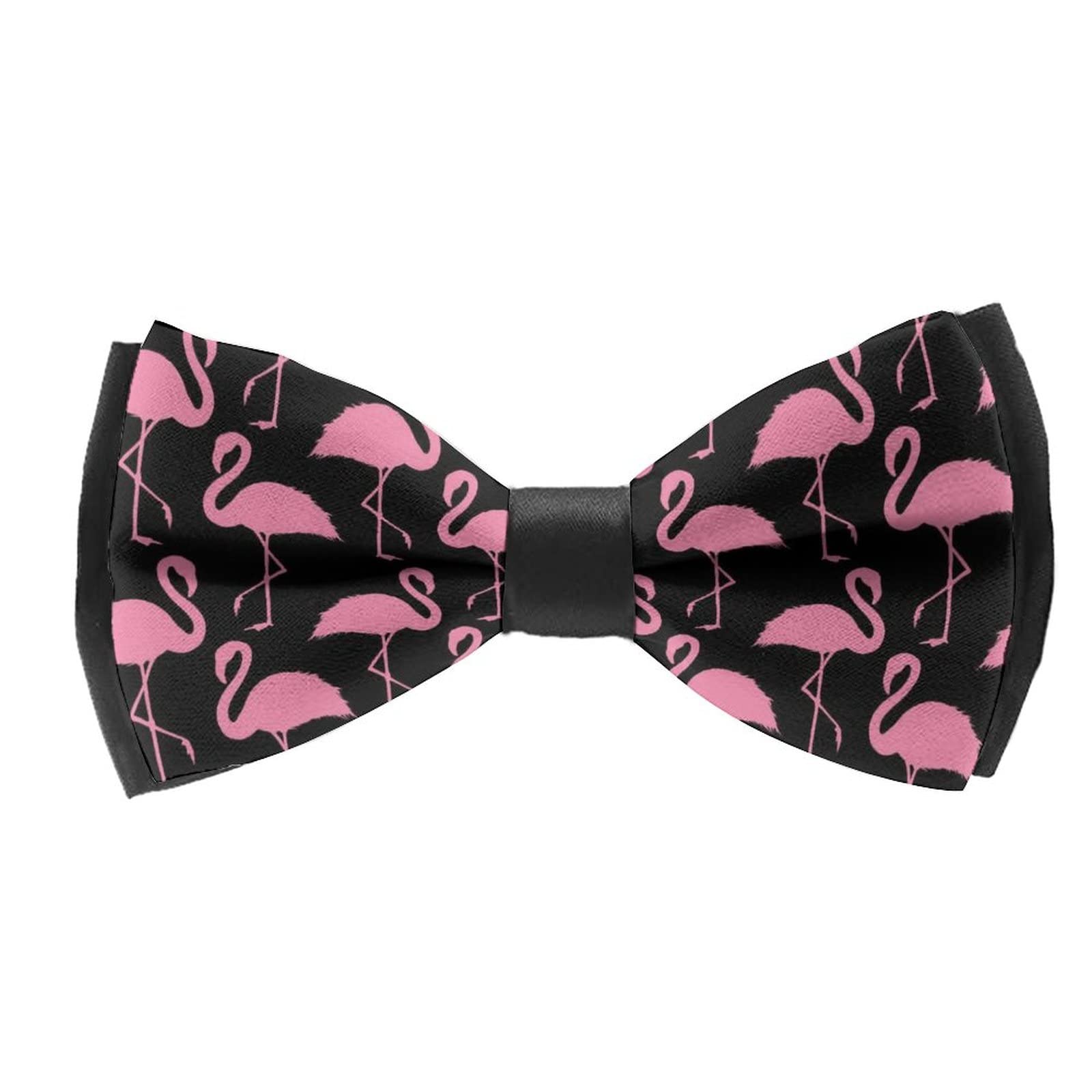 RIMENCH Teens Bow Tie Pink Flamingo Elegant Bowtie Adjustable Length Bowtie Pre-Tied Satin Formal Tuxedo Tie for Wedding, Party, Christmas