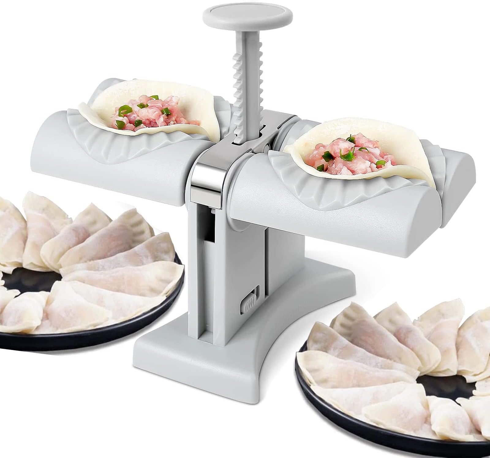 EYNSCOENDumpling Maker, Magic Dumpling Maker Kit, Dumpling Skin Maker Molds, Double Head Automatic Dumpling Maker Manual Dumpling Maker Mould Set Tool For Home, Kitchen Accessories