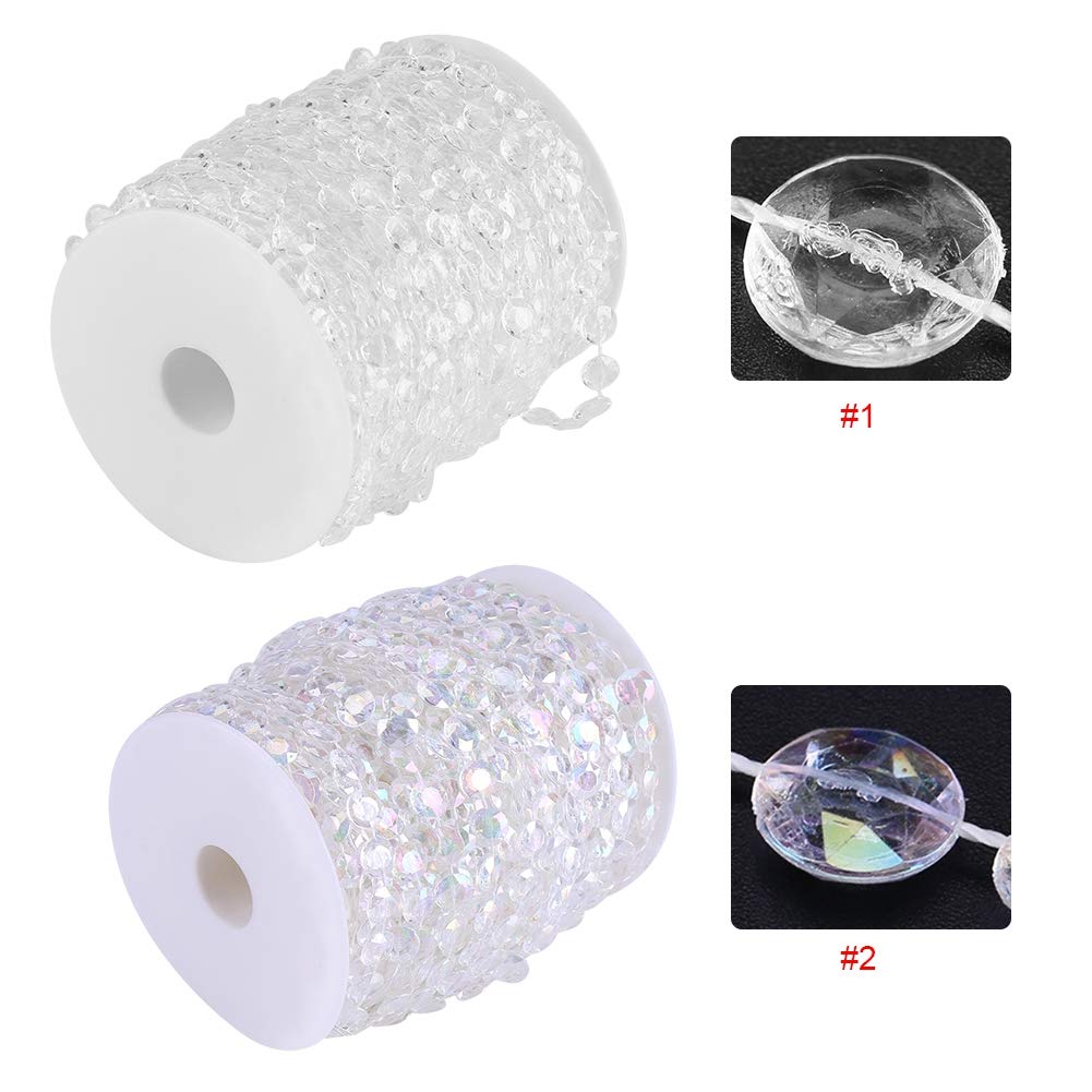 Tyenaza Perlenvorhang, Acrylschnur Perlen Vorhang Kristall Girlande Stränge für die Herstellung von Vorhang Dekoration Baum Hochzeit und Party Feier 30m(2#)