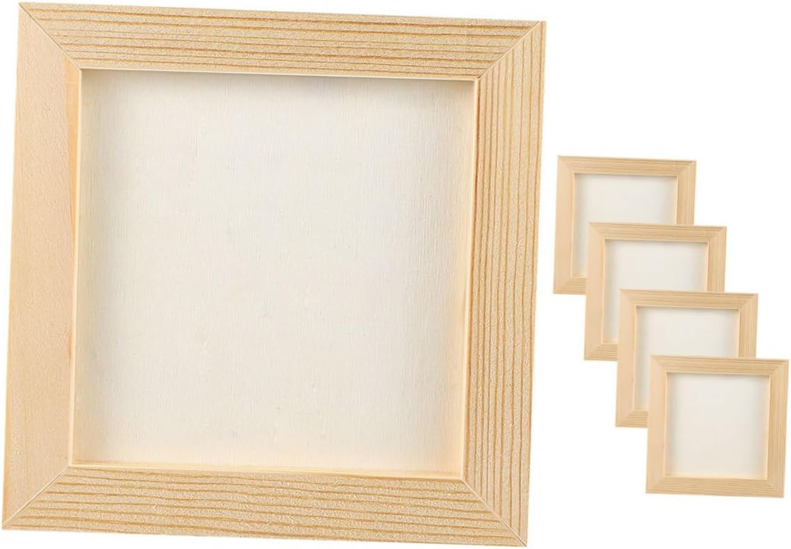 GLEAVI 5 Pcs DIY Wood Picture Frames for Crafts, 16.5x16.5 Cm Inner Size, Natural Wood Material, ’ 3d Clay Art Display Frames for ’s Room Décor