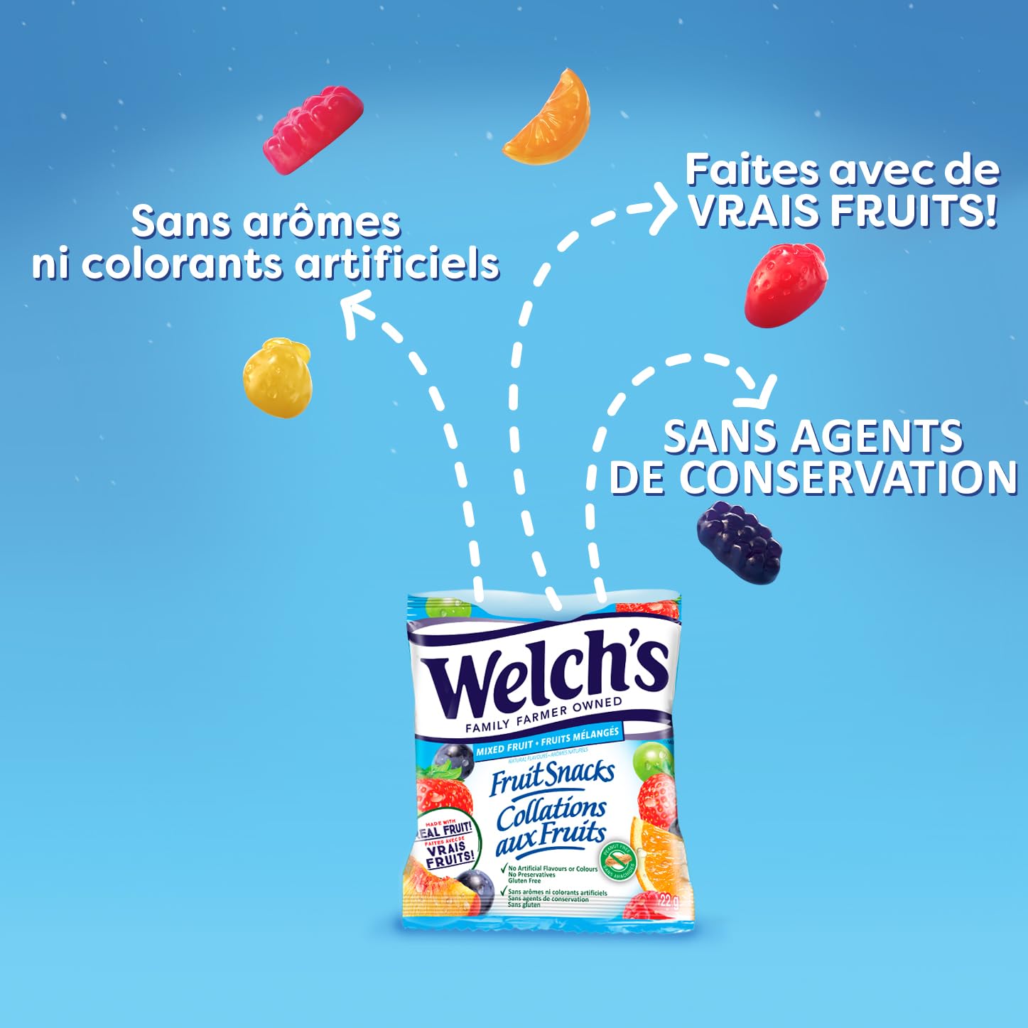 Welch's Fruit Snacks, Mixed Fruit & Berries 'N Cherries, Bulk Pack, Gluten Free, Individual Single Serve Bags, 22g (Pack of 72) - 5
