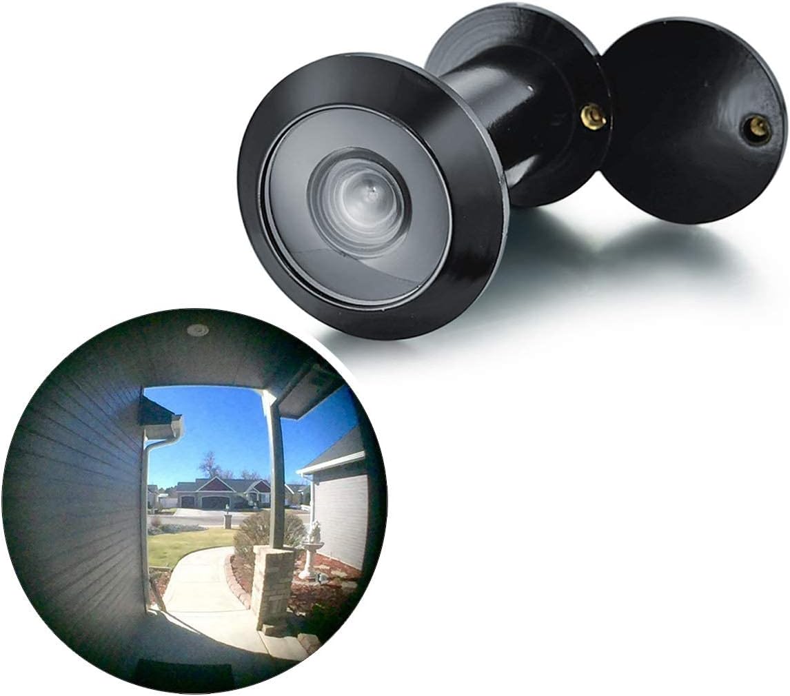 TOGU TG3016YG-BC Brass UL Listed Solid Brass HD Glass Lens 220-degree Door Viewer Peephole with Heavy Duty Privacy Cover for 1-3/8″ to 2-1/6″ Doors, Black Finish