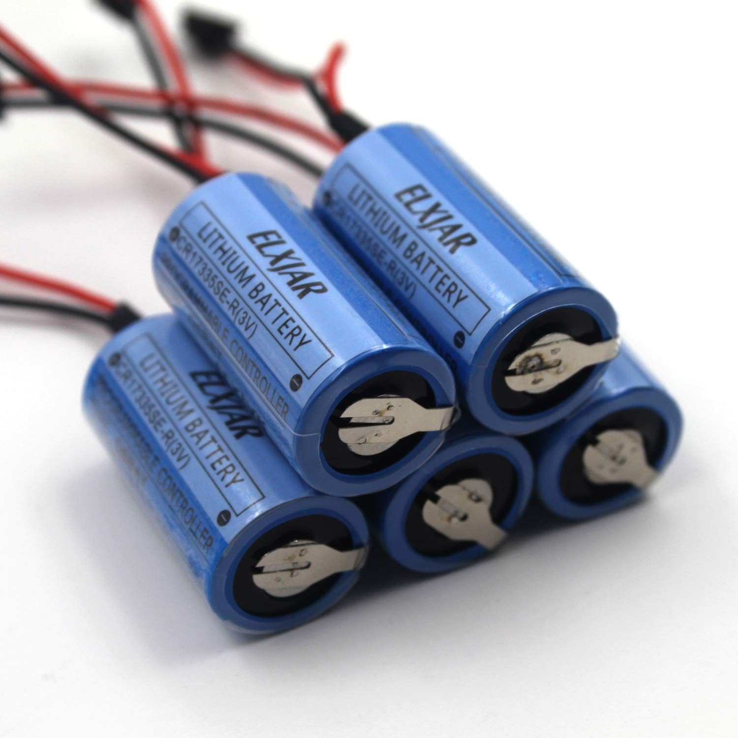 (5-Pack) 3V 1500mAh Lithium Battery Replacement for Mitsubishi Q6BAT CR17335SE-R BKO-C10811H03 130376 Q02CPU Q06HCPU Q25HCPU Q12HCPU Q172HCPU PLC Backup Power
