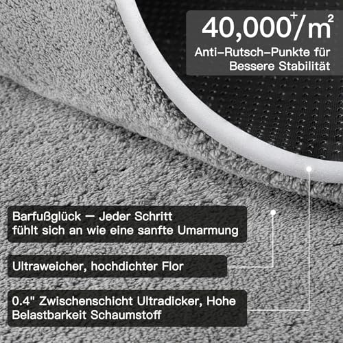 Sour Lemon Teppich Wohnzimmer Grau Teppich Schlafzimmer 80x150 cm Kurzflor Waschbar rutschfest Flauschig Teppiche Gegend Läufer Teppiche Carpet für Jugendzimmer Kinderzimmer
