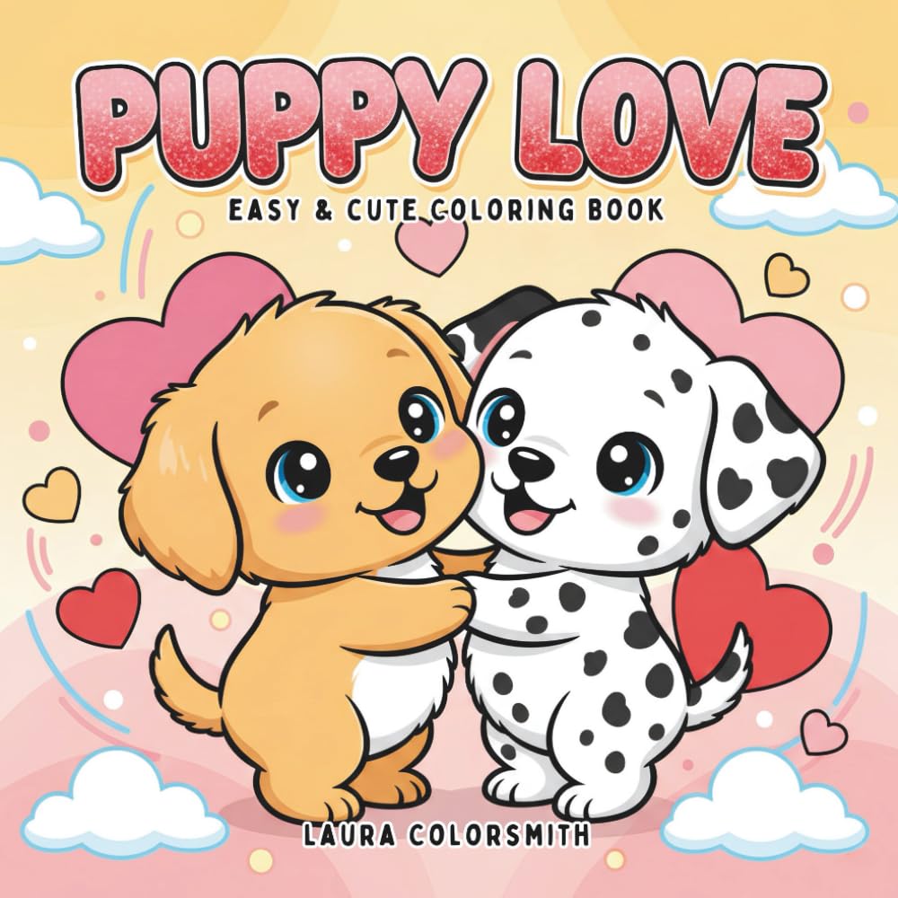 Puppy Love - Easy & Cute Coloring Book: A Sweet Puppy Coloring Book for Animal Lovers (Coloring book for Valentine)