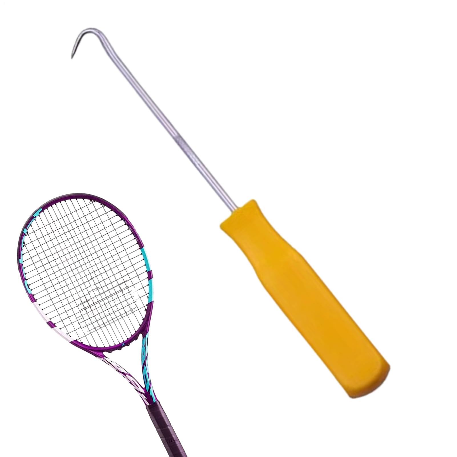 Kit de Encordar Raquetas de Tenis: Gancho para Enhebrar, Extractor de Punzón Recto, Duradero, Agarre de Precisión