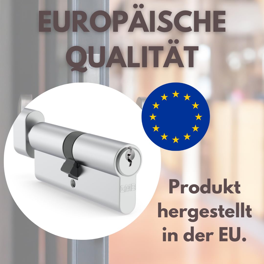 Knaufzylinder K50/30 mm, mit 50 Schlüssel, Zylinderschloss mit Knauf, Türschloss aus Nickel, Profilzylinder EU- Produktion, von 3 bis 50 Schlüssel zur Auswahl, Schloss für Haustür