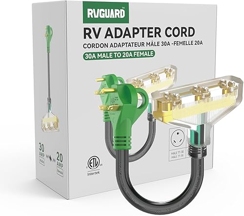 Miniatura 6 de RVGUARD Cable adaptador de 30 amperios a 110V, NEMA TT-30P a 3X 5-20R toma de corriente doméstica con indicador de alimentación LED