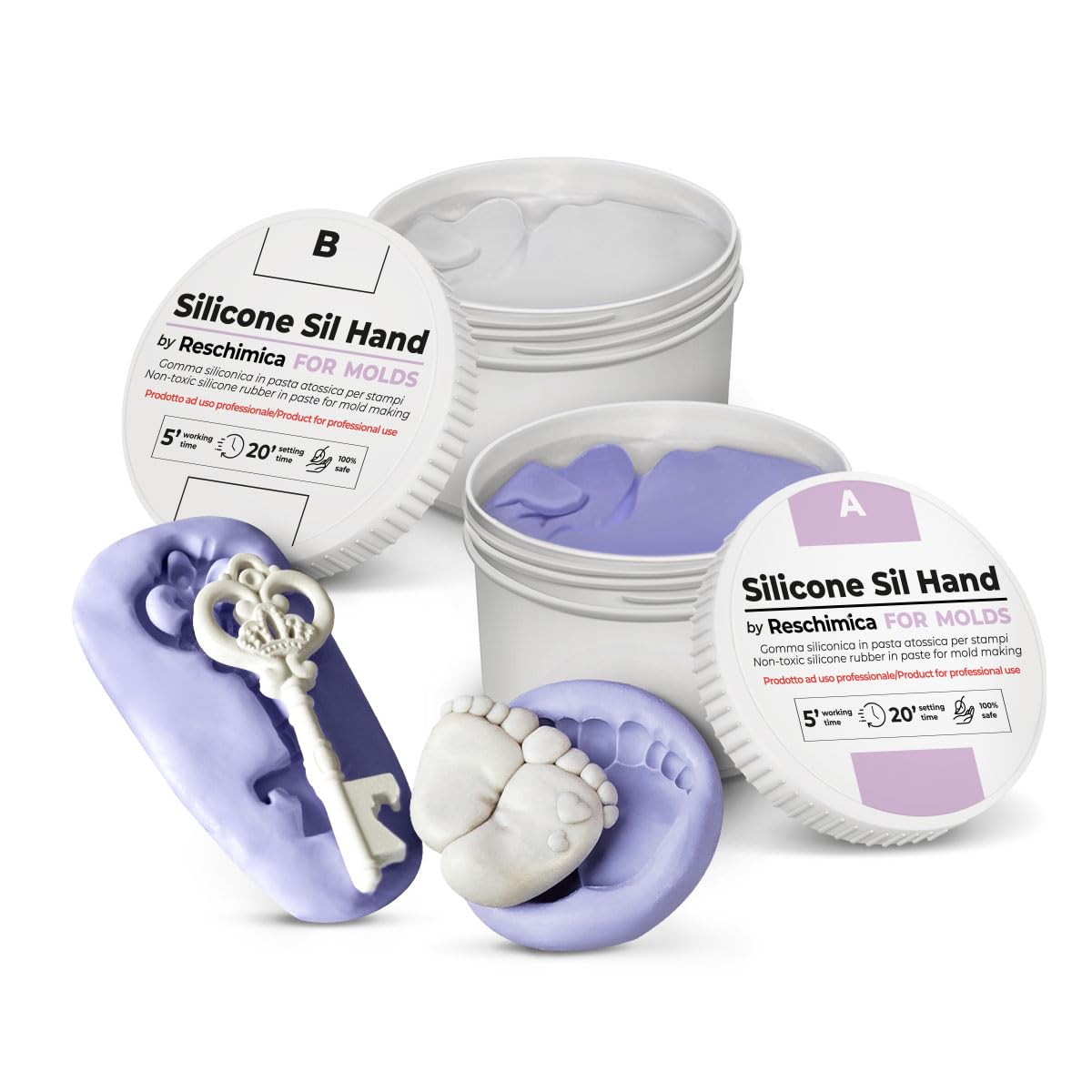 Silicone Rubber in Paste for molds 1:1 SIL Hand, Non-Toxic and Rapid, Shape-Stealing, Easy to use, Ideal for molds of Small Objects and Anatomical Parts (500 gr)