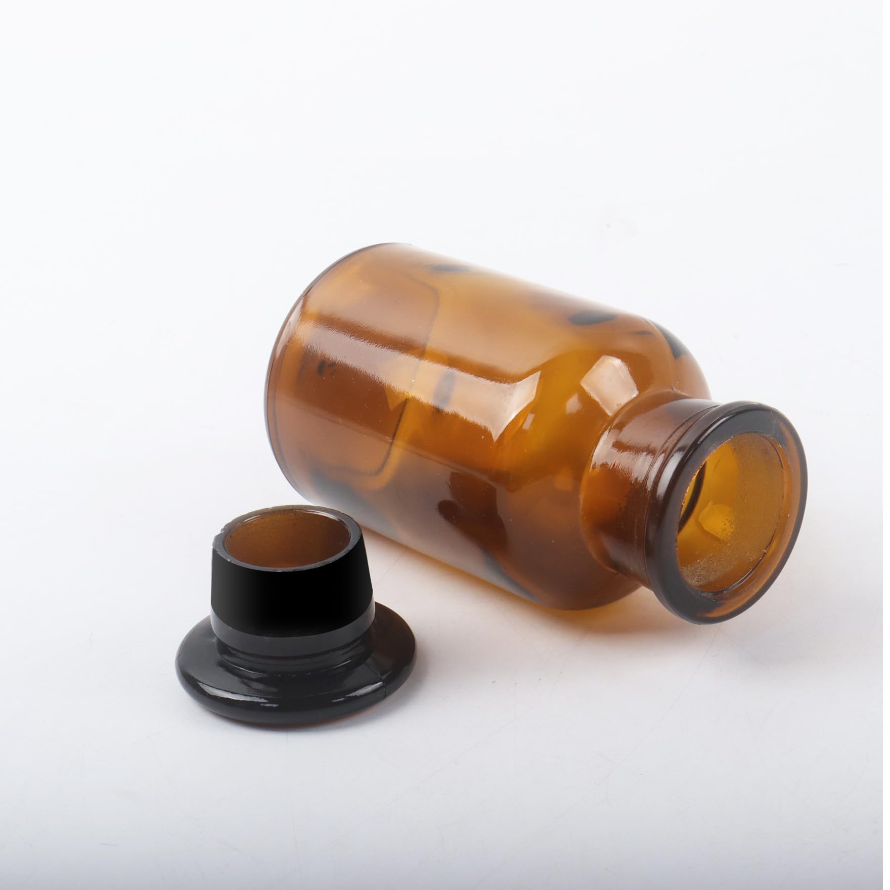 Klmnop 3 botellas de reactivo de vidrio de laboratorio de 125 ml, botella ámbar de boca ancha con tapón de tierra para laboratorios, universidades y hogar (ámbar)