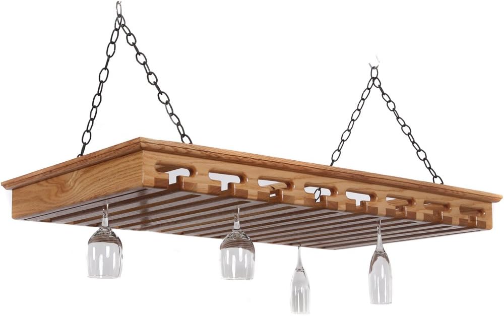 Solid Wood Stemware Rack - Holds Over 40 Glasses (Natural) (3.5"H x 43"W x 23"D)
