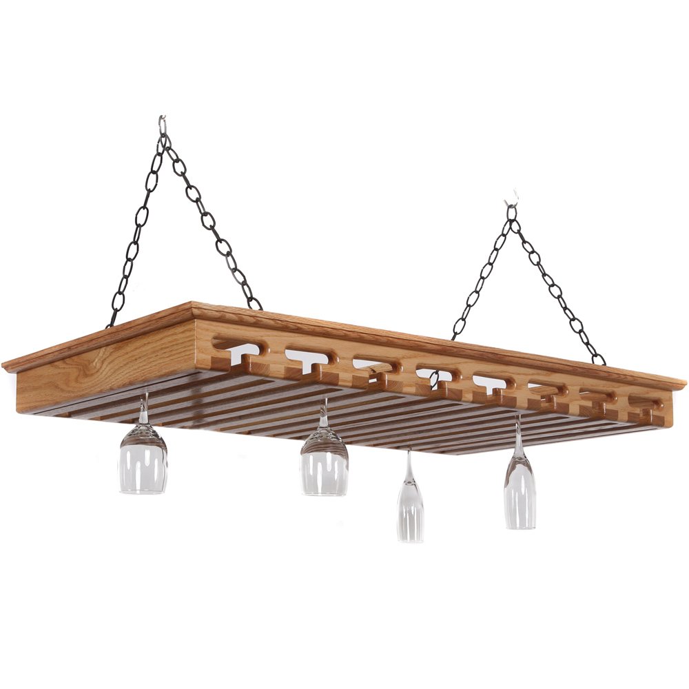 Solid Wood Stemware Rack - Holds Over 40 Glasses (Natural) (3.5"H x 43"W x 23"D)