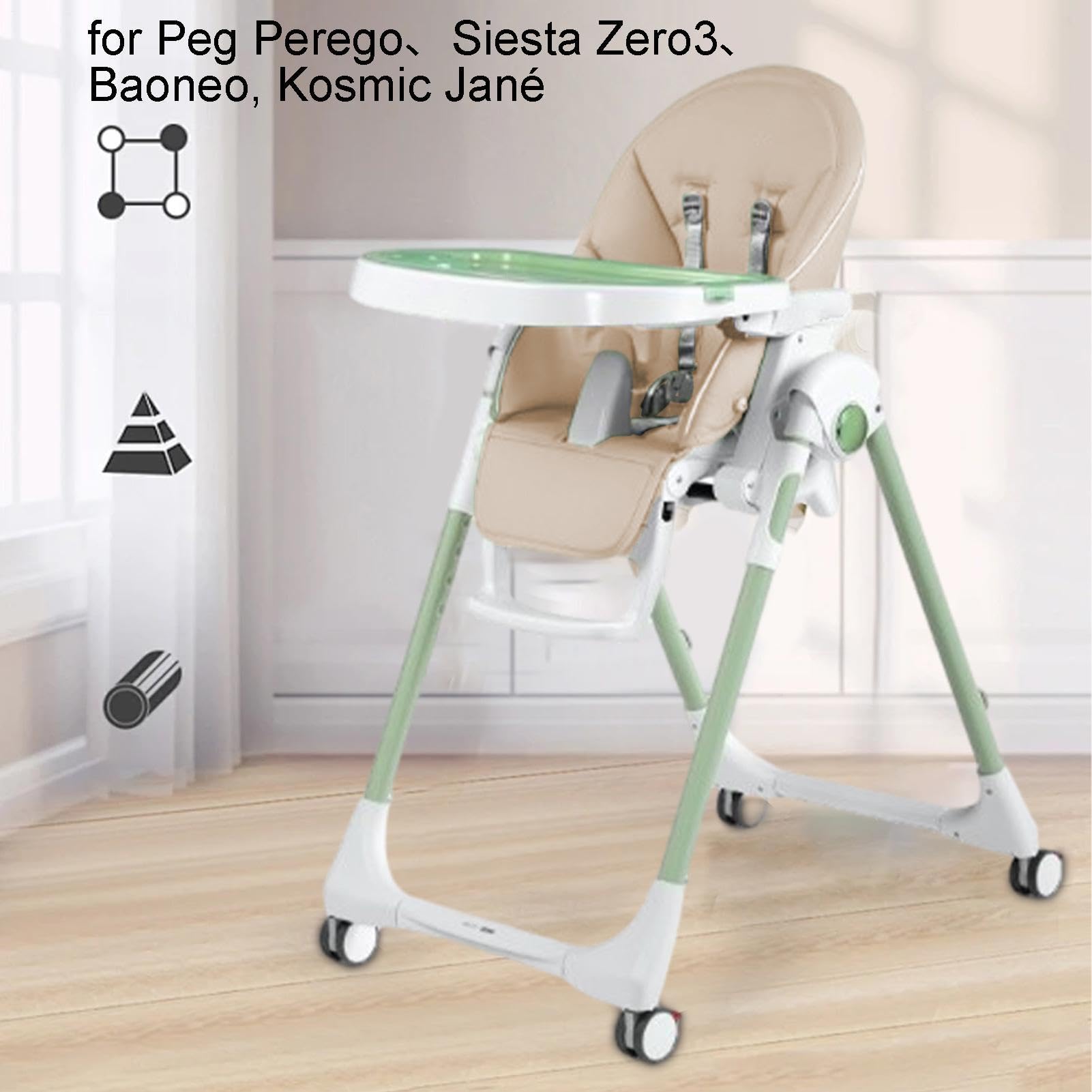 High Chair Cushion, Foldable Highchair Insert, Child Feeding Seat Cushion Cover, Travel High Chair Seat, Washable Non Slip Dining Seats Pad, for Daughter, Grandchild, Son — view 2