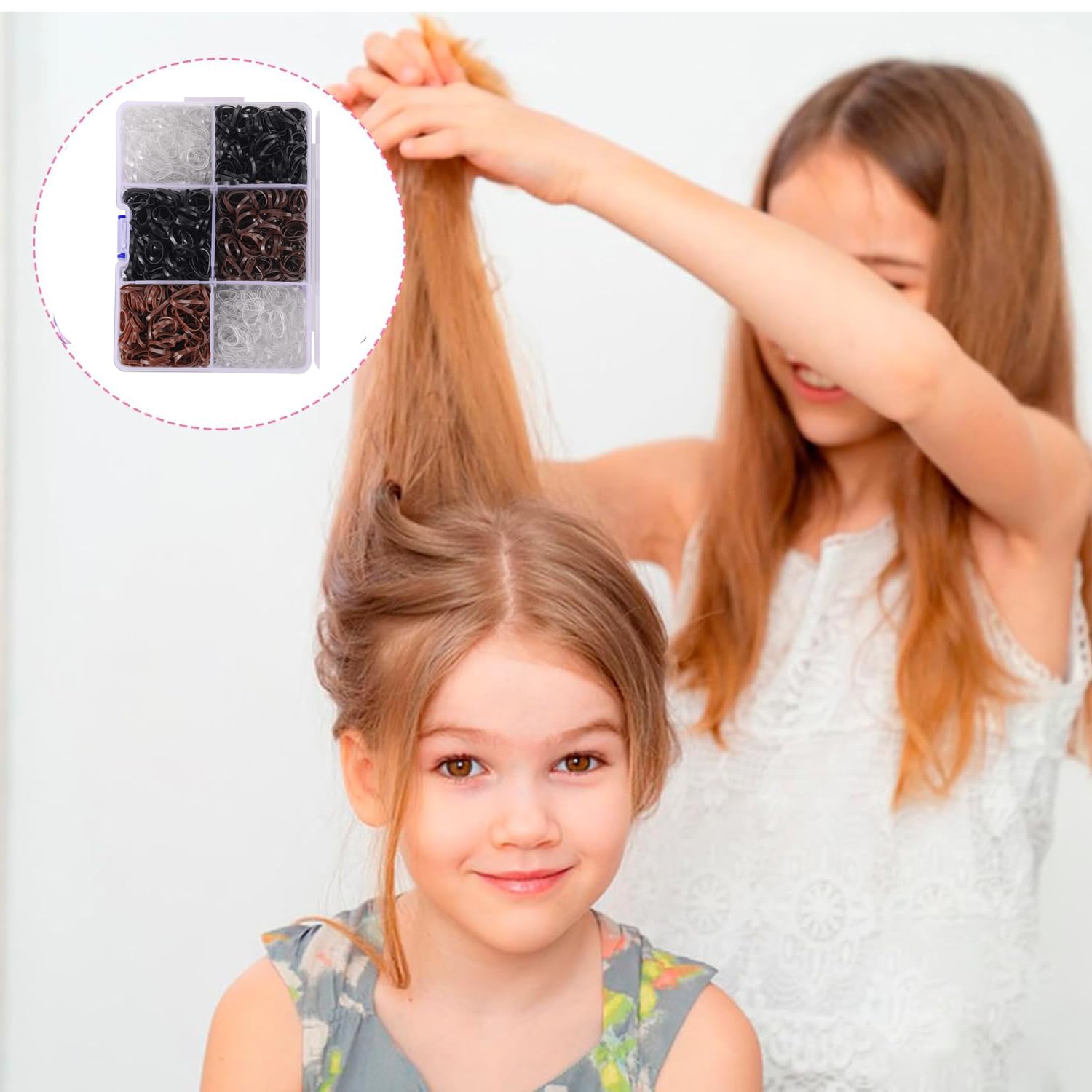 WUBAYI 2500 Gomas del Pelo Pequeñas, Gomas Invisibles Transparentes/Negras/Marrones, Horquillas Mini para Mujeres Niñas Hombres Niños, Bandas de Goma Suaves para Peinados Infantiles/Bodas