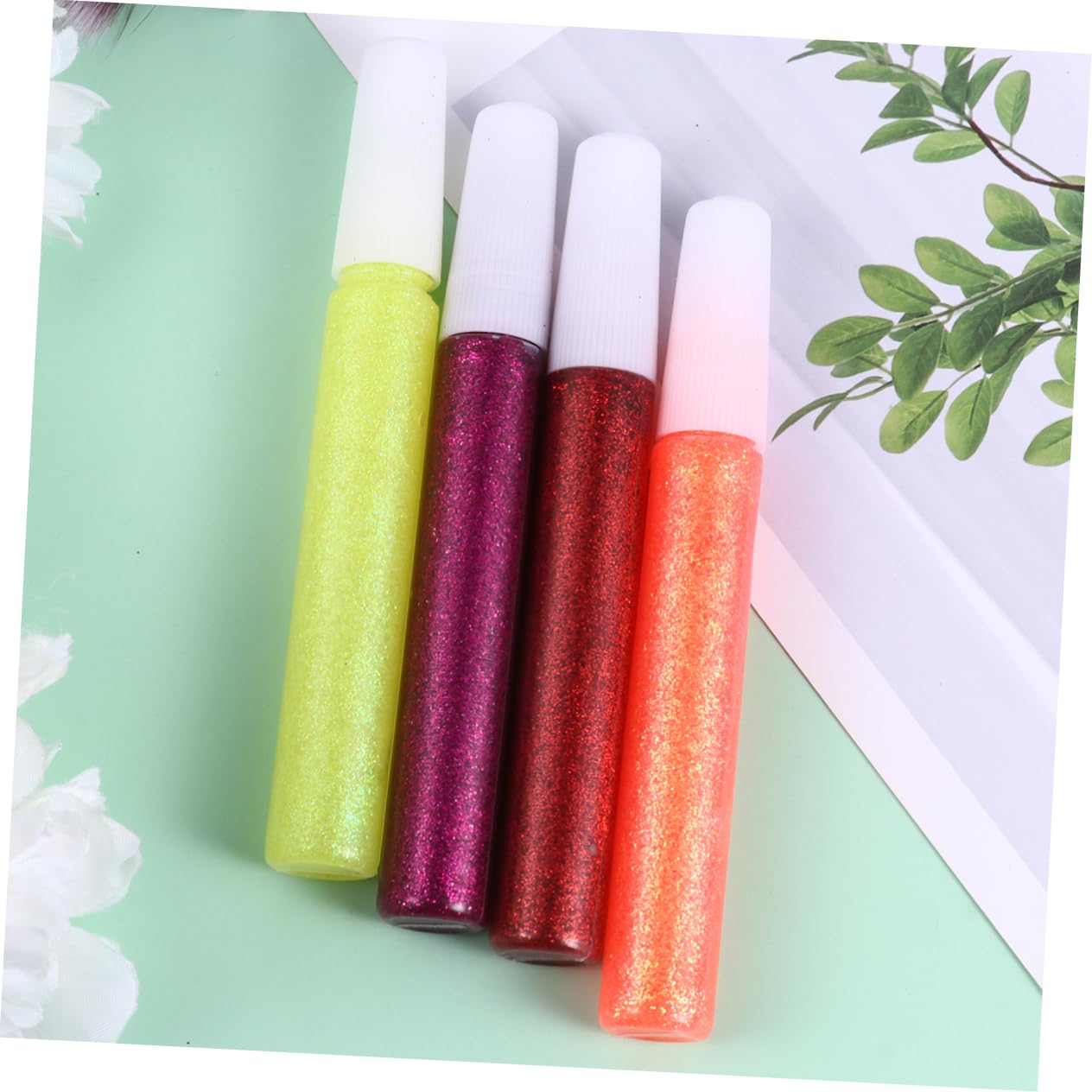 SEWACC Stylo Colle Pailleté 5 Sets 50 Pcs pour Décoration Créative et Fête Design Couleur Aléatoire
