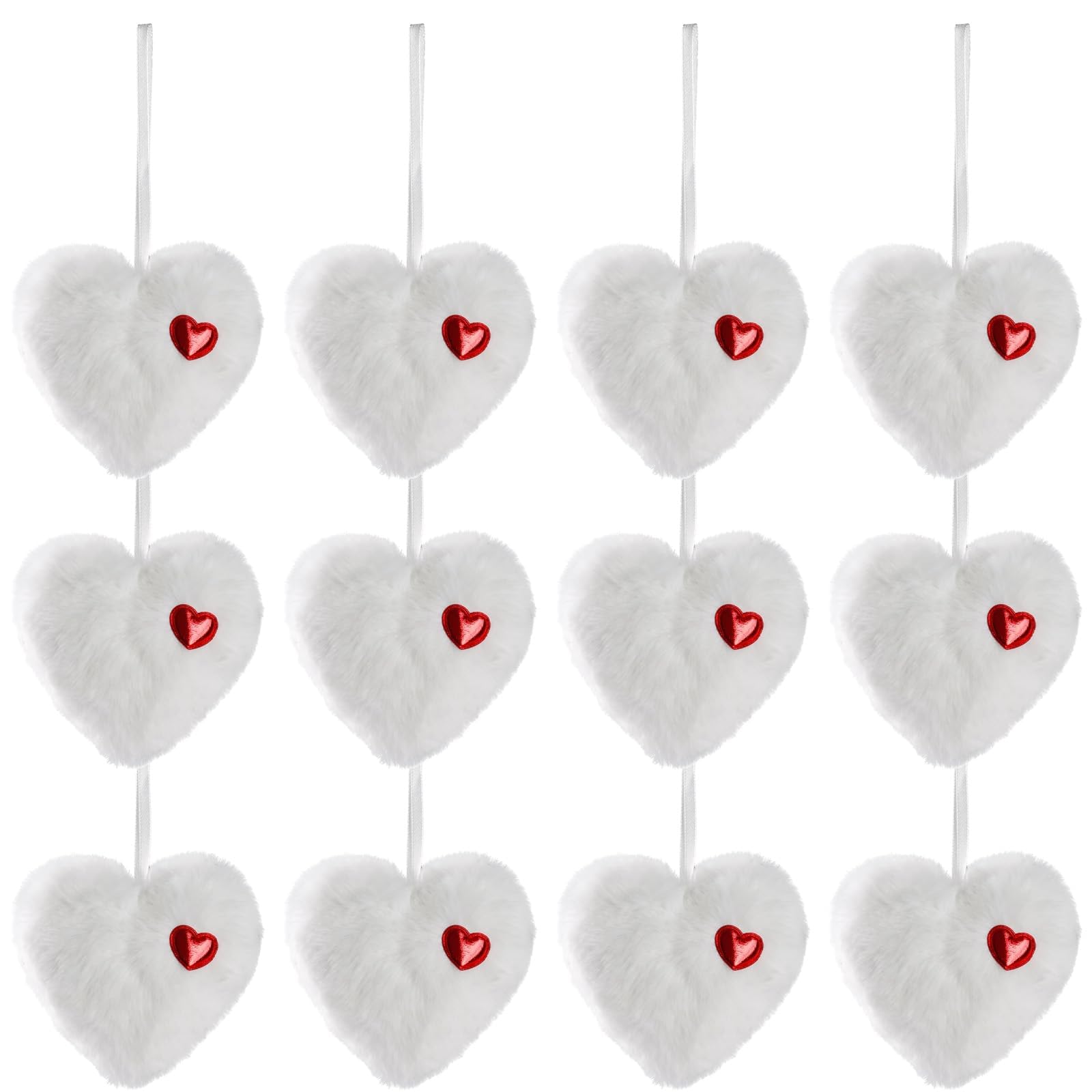 Day Decorations 6PCS Fuzzy Heart Plush Ornament Valentines Day Decorations