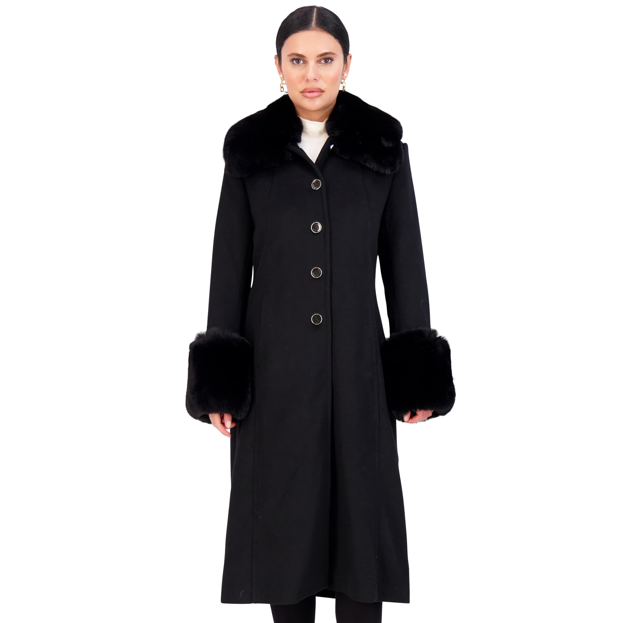 vince camuto winter trench coat women, wool coats women with fur, peacoat womens, black-m