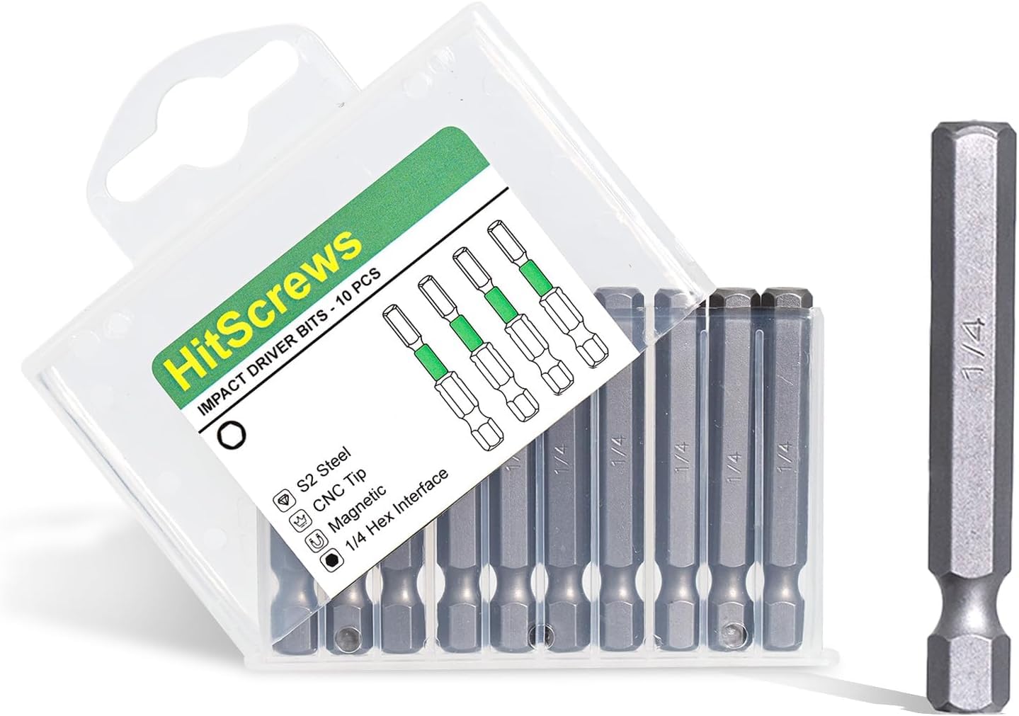 Photo 1 of 2 Inch 1/4" SAE Hex Head Allen Wrench Drill Bit Set,10 Pcs Taiwan S2 Stee Impact Driver Bit Set, 1/4 Hex Shank Bits,CNC Machined Magnetic Allen Key Bits for Structural Framing & Heavy Duty Work