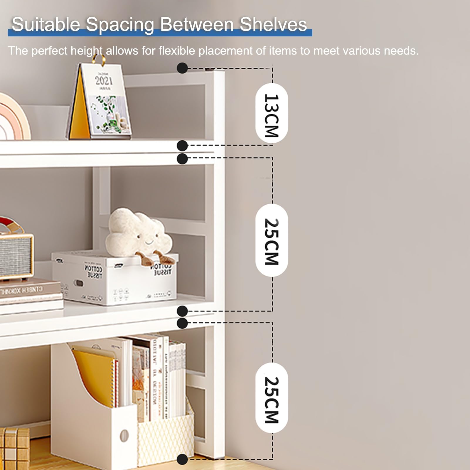 Schreibtisch-Organizer-Regal, Thekenaufsatz mit 2 Ablagen für Computertische, zur Aufbewahrung und Präsentation, für Büro, Wohnzimmer, Balkon, Arbeitszimmer (Holzfarbe, 95 cm/37,5 Zoll)