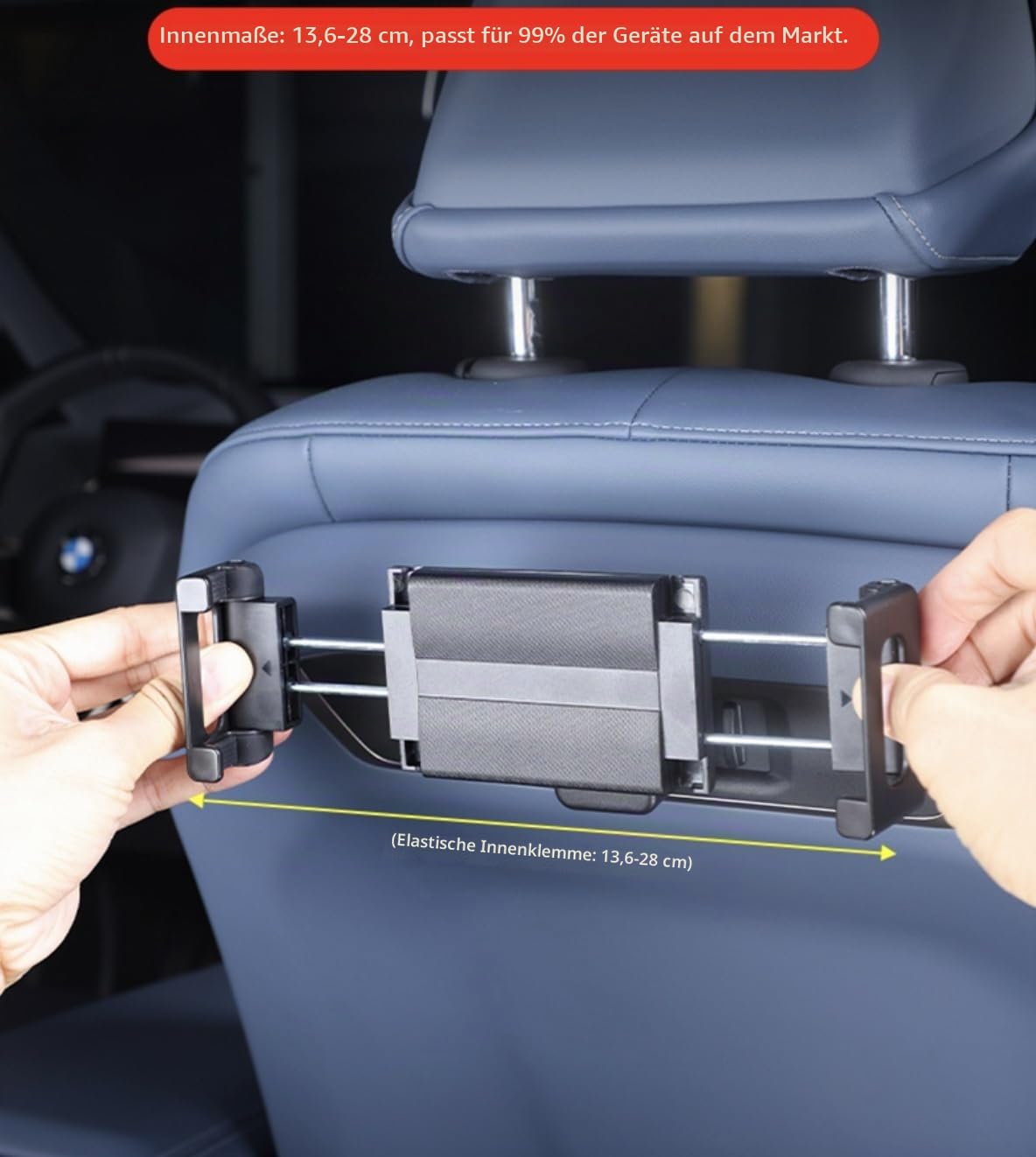 Auto Rücksitz Halterung Kompatibel mit BMW X3 X5 X6 G05 G06 G45 G60 G61 G70 i20, Universelle Tablethalterung mit Verstellbarer Federklemme & 360° Drehung, Schwarz