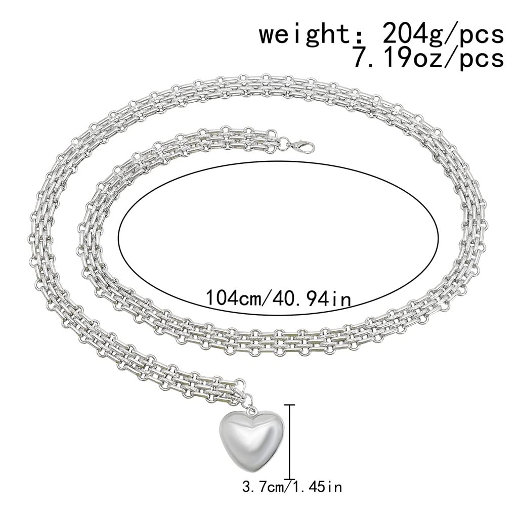 RWRAPS Ciondolo d'Amore Catena in Vita Cintura a Catena in Argento Catena Decorativa Versatile (Argento Come Mostrato)