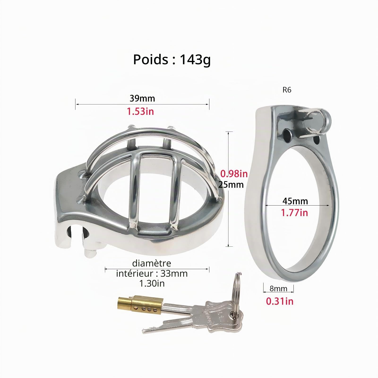 Chastity Cage en Acier Inoxydable Sex Toys Homme Cages de Chasteté Pénis avec Serrure et Ceinture Dissimulées Cage Chastetée en Métal Creuse et Respirante pour le Bondage du Pénis (A,45mm)