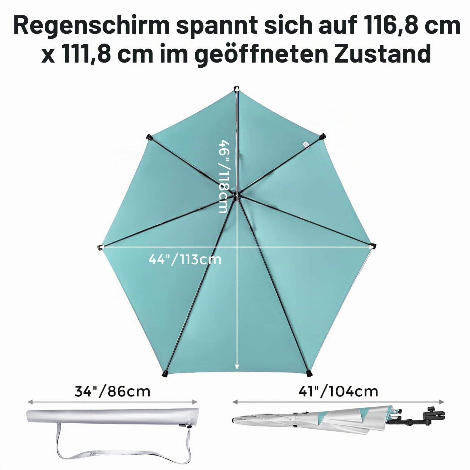 G4Free Verstellbarer Strandschirm mit LSF 50+, Größe XL,mit Universalklemme