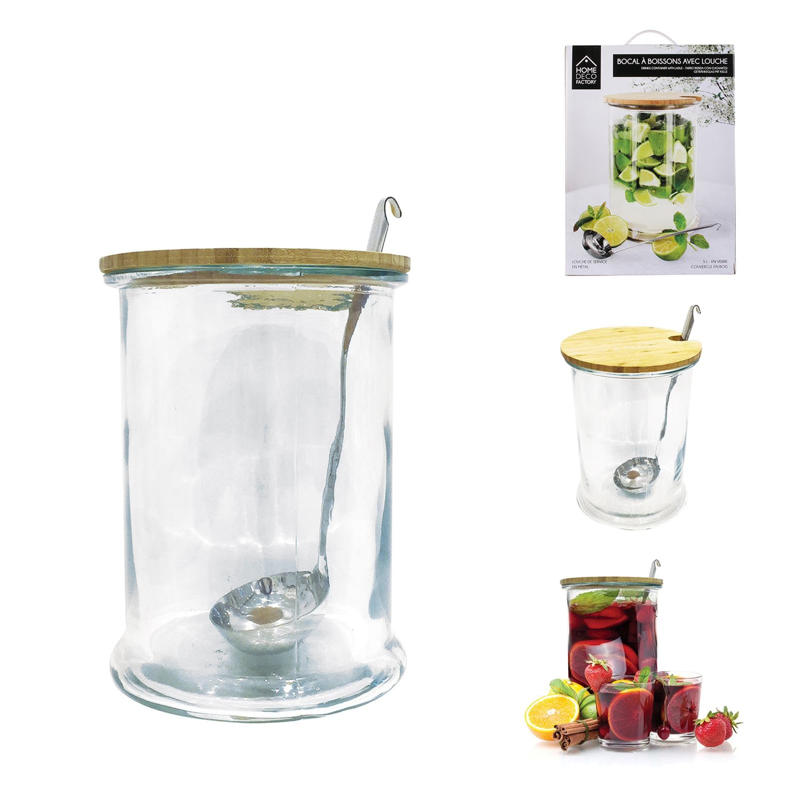 HOME DECO FACTORY Trinkglas, 5 l, Transparent/Braun