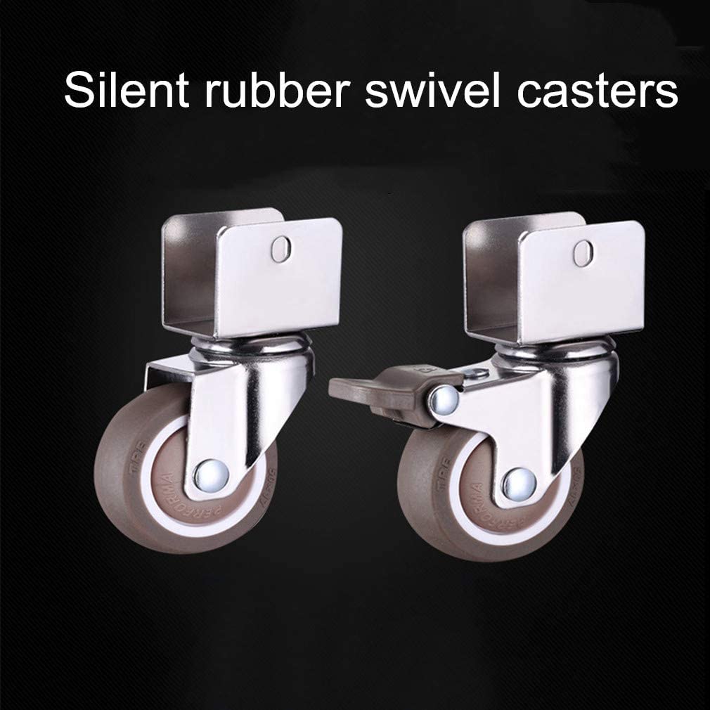 Roulettes pour meubles, Roulette robuste, roulettes pivotantes de 1, 5 po 38 mm for berceaux(2swivel+2brake,25MM U Bracket)