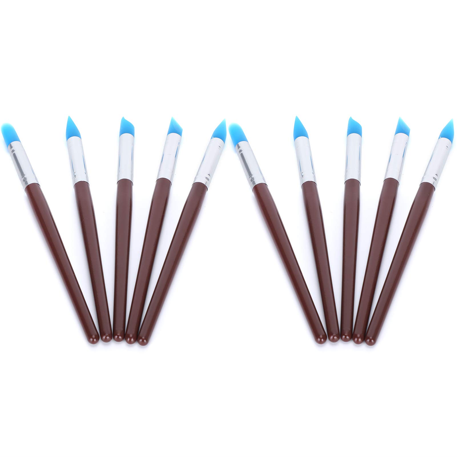 Pottery Ceramic Clay Indentation Tools Set Clay Sculpting Tool, Nail Silicone Brushes Set Elegant Wood Handle Modeling Pen for Nail