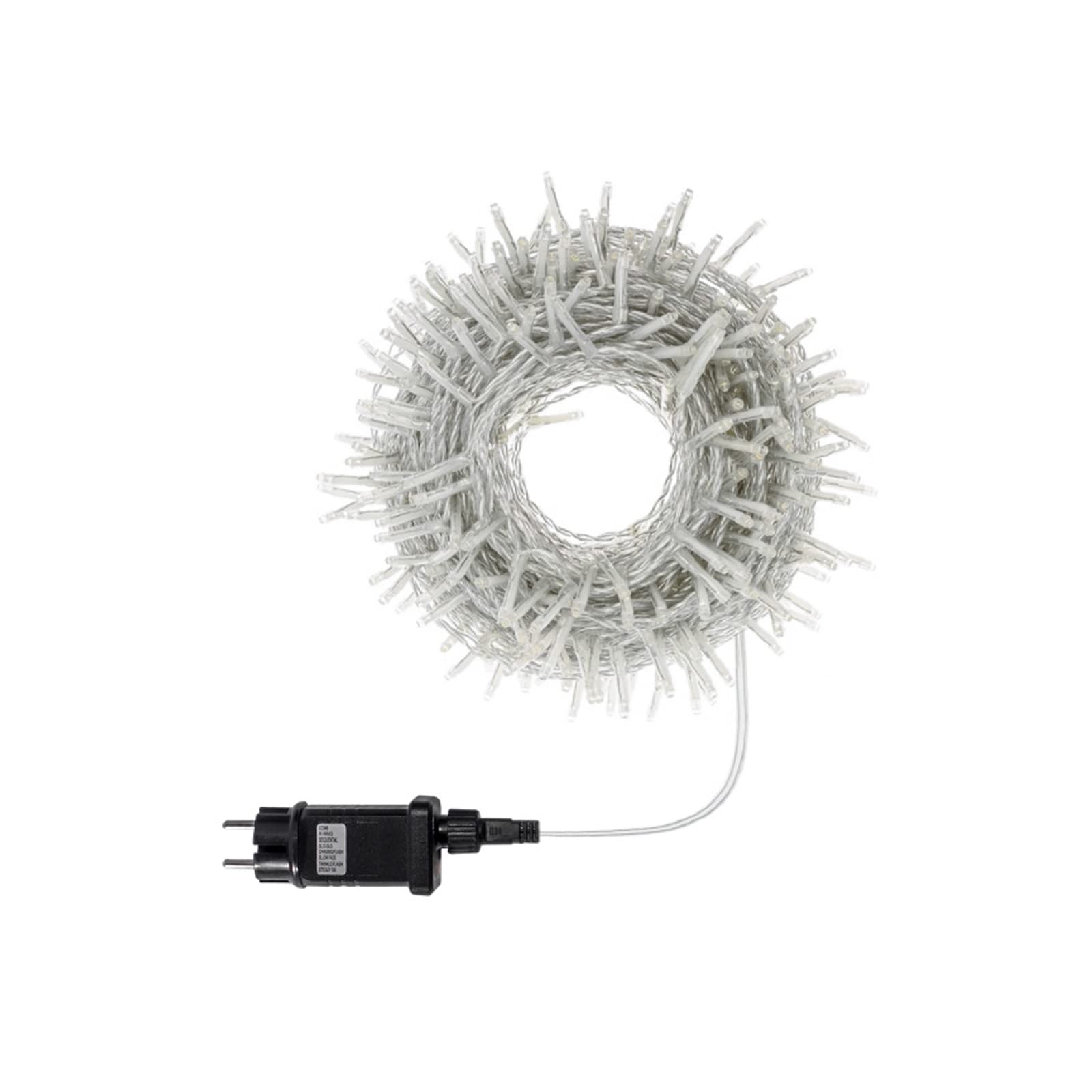 Luccika Guirlande lumineuse LED 31V avec 8 effets lumineux et minuterie, guirlande lumineuse de Noël pour sapin et extérieur IP44, câble transparent (Multicolore, 25M 500LED)