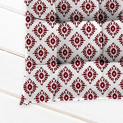 Image of Cotton Shell with Mixed Fiber Filled Printed Chair Cushion - Red Print (Pack of 1)