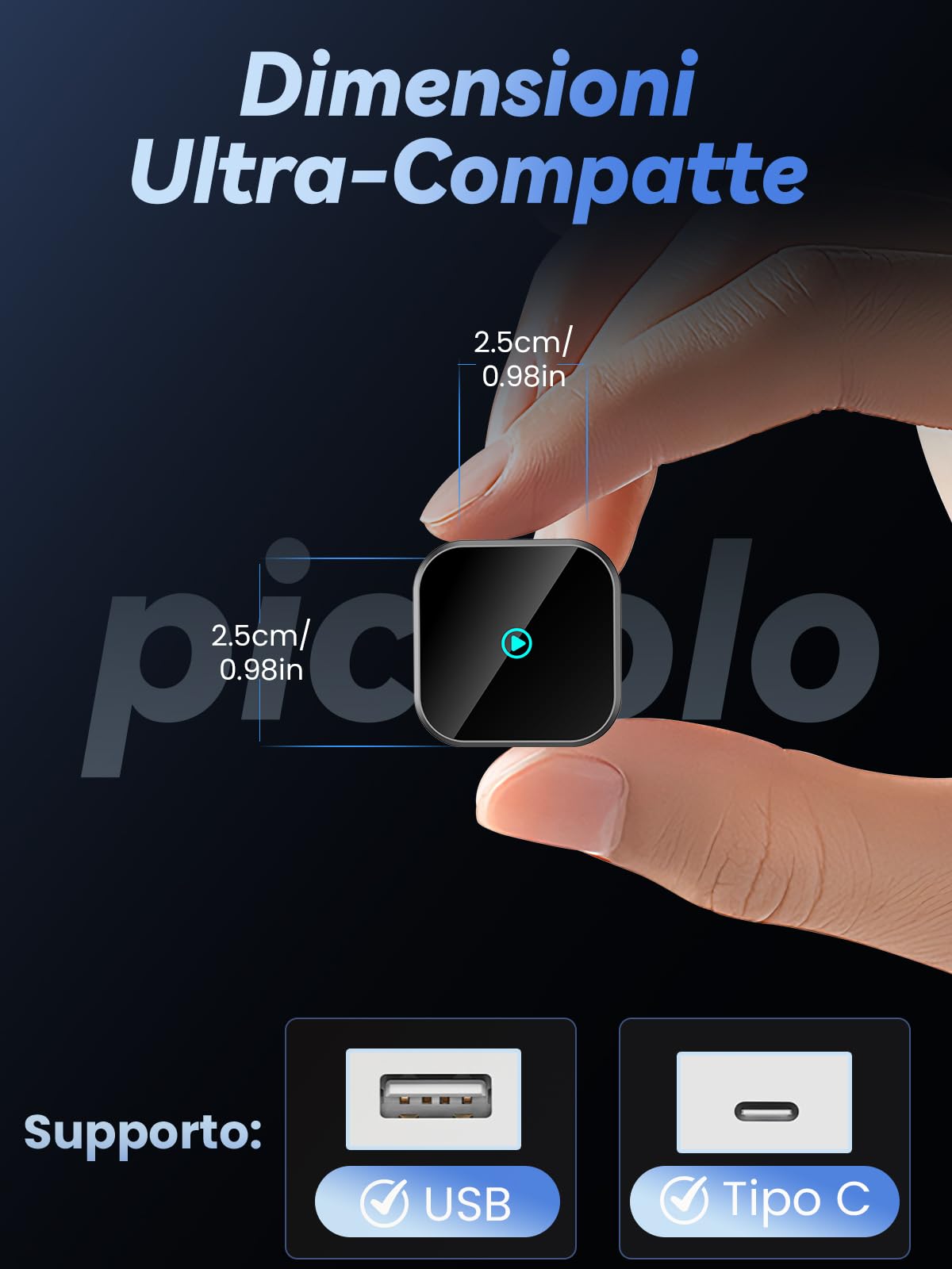 H3 Adattatore CarPlay Wireless per iPhone - Convertitore da Cablato a Wireless, Plug and Play USB/Type-C, Compatibile con Auto dal 2016 e iOS 10+