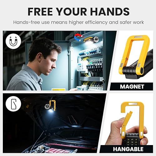 Miniatura 6 de Luz de trabajo recargable LED magnética mecánica luz de trabajo portátil para camping reparación de automóviles de alta luz doble lámpara con panel