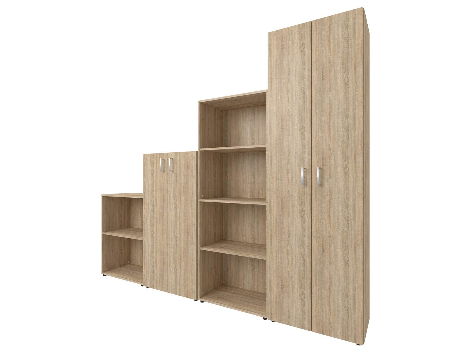 möbelando Regal Bücherregal Standregal Holzregal Beistellregal Büroregal Trio 5" Sonoma/Eiche