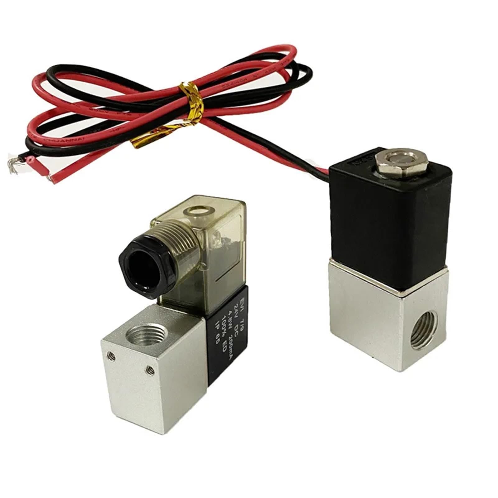 2-drożny pneumatyczny aluminiowy elektryczny zawór elektromagnetyczny 1/8 1/4 cala normalnie zamknięty szybka reakcja 1 szt. (1/10.2 cm, 24VDC_przewód prowadzący)