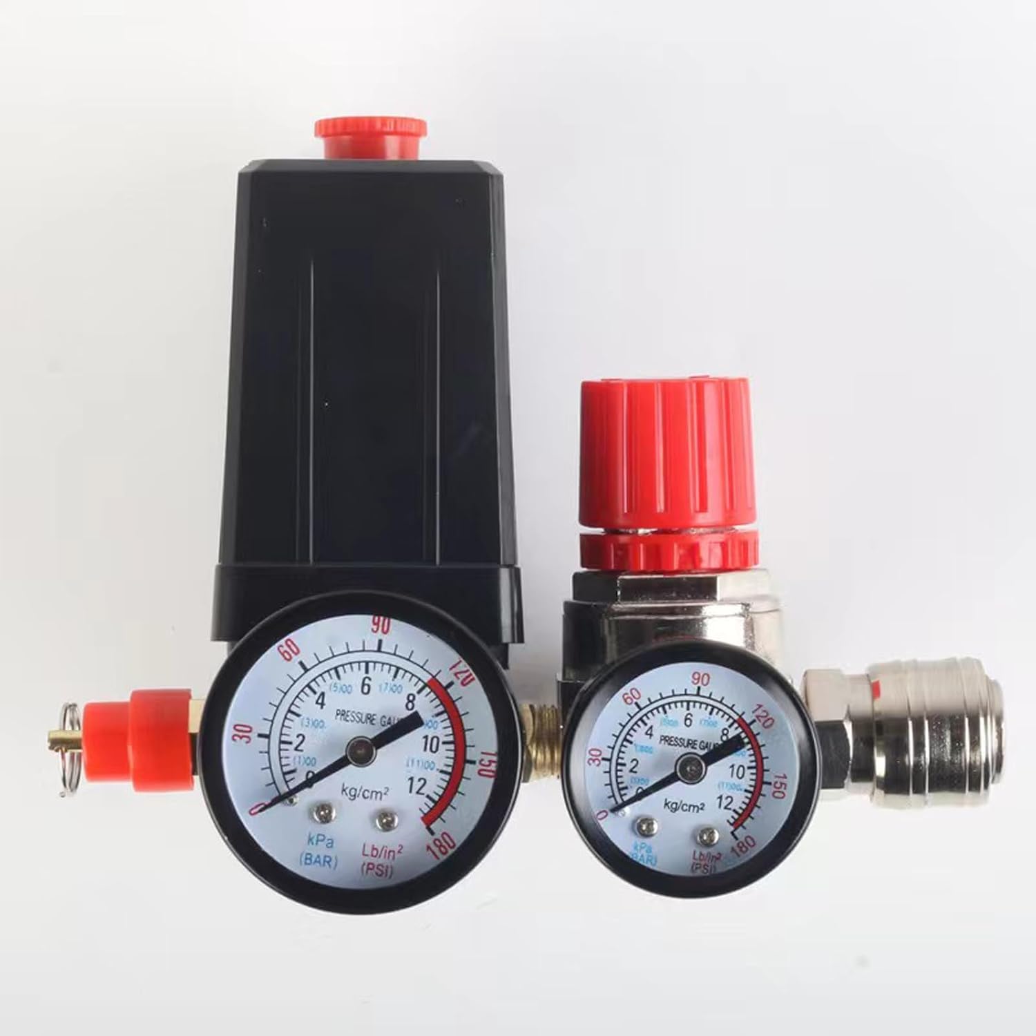 Regolatore di pressione compressore con manometro, pressostato compressore d'aria, riduttore di pressione G1/4, pressostato compressore interruttore (A)