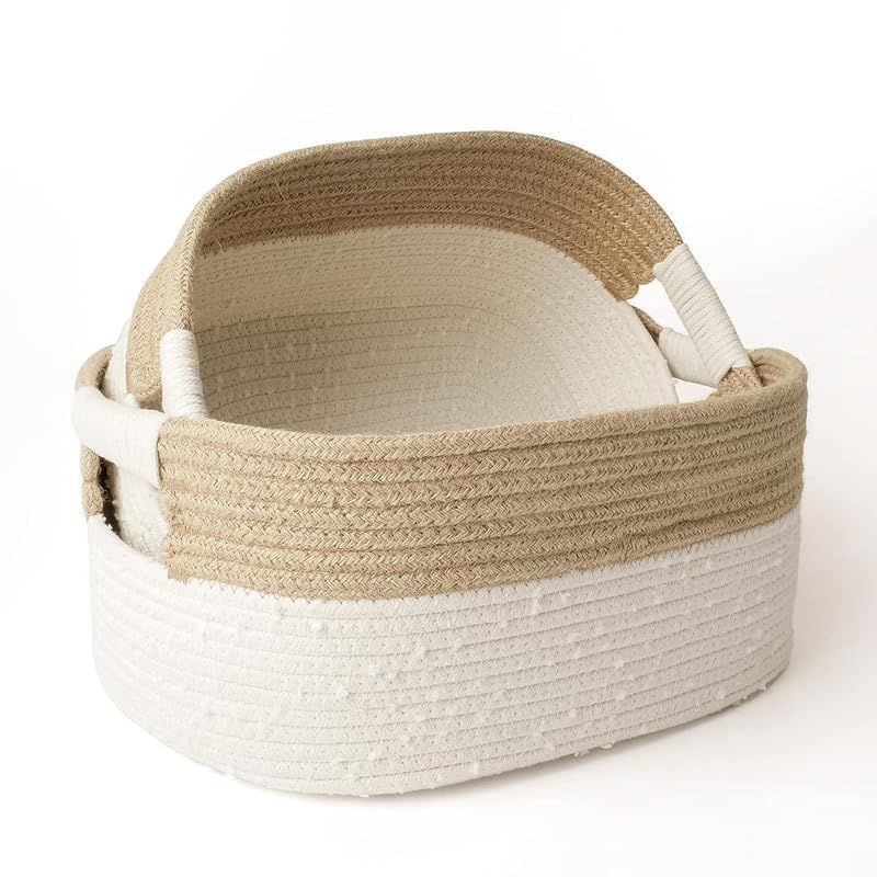 See full amazon price history chart for FIASCO Â Large Cotton Rope Storage Basket Set of 2, Natural and Safe for Baby and Kids, Two-Tone Woven Organizers with Jute, White & Linen, 17X”13X”6.5 Inch FIASCO Â Large Cotton Rope Storage Basket Set of 2, Natural and Safe for Baby and Kids, Two-Tone Woven Organizers with Jute, White & Linen, 17X”13X”6.5 Inch (B0CFCMXDPQ) Amazon Price History, Amazon Price Tracker