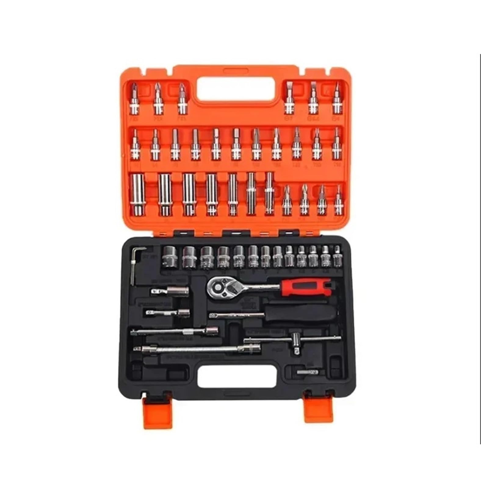 Khfgdhg One Color 53Pcs Wrench Screwdriver Socket Set Combination 1/4-Inch Auto Repair Tool Kit Multifunction Ratchet Socket Set