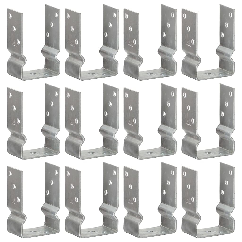 Pfostenträger 12er Set U-Form 9x6x15 cm feuerverzinkter Stahl Pfostenschuhe Bodenhülse für Gartenzäune Pfostenanker