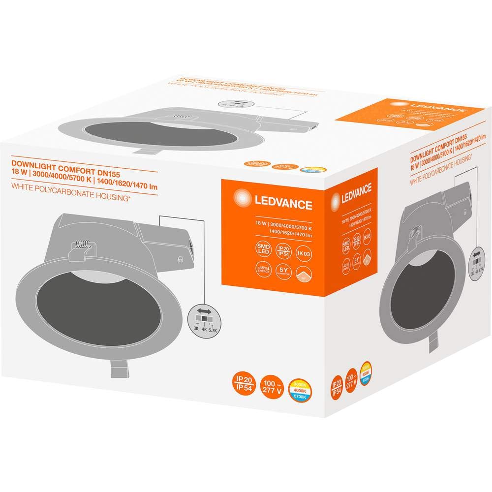 LEDVANCE Downlight LED DN150 Aluminum 14W 1260lm - 840 Blanco Frio | 160mm - Recorte 150mm - IP44